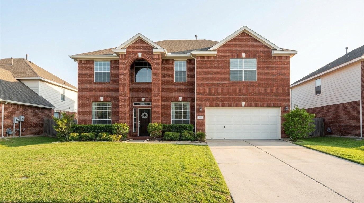 Clean two-story red brick home